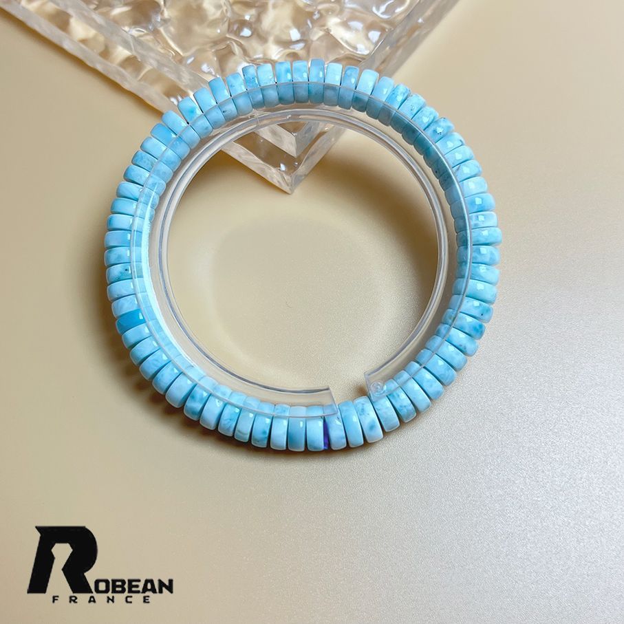 一点 EU製 ROBEAN ドミニカ共和国産のラリマー パワーストーン ボタンブレス 天然石 開運 金運 プレゼント 7 6 2 mm