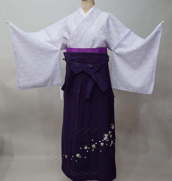 並袖 レース 着物 袴フルセット 総レース 淡い紫色 卒業式 袴変更 NO 42433 2