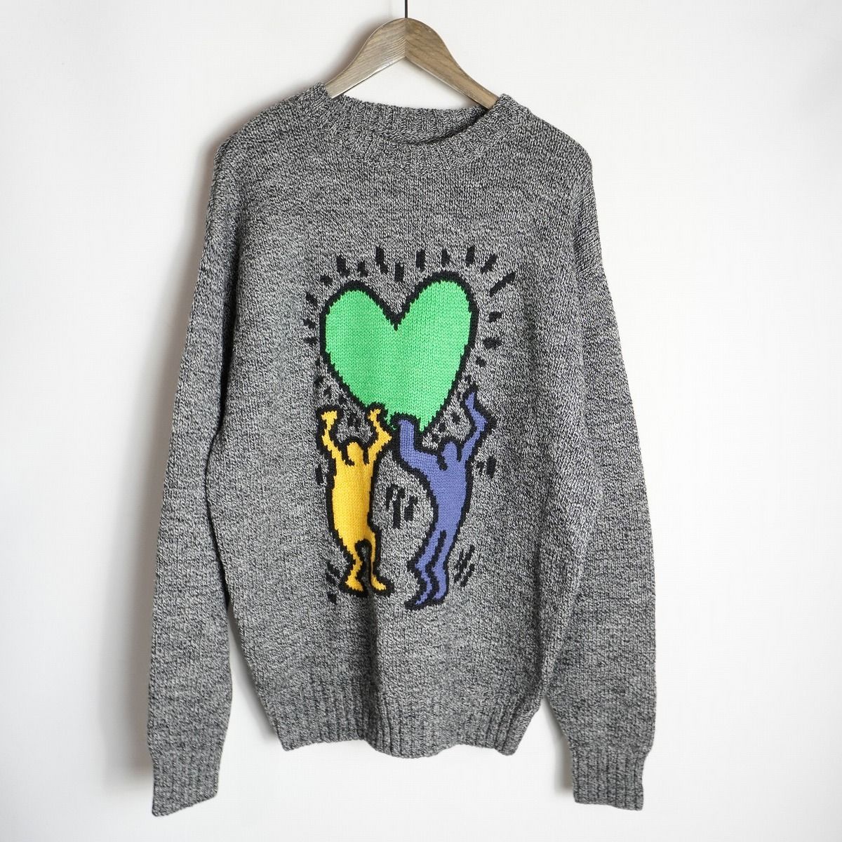 24 AW WACKO MARIA ワコマリア KEITH HARING キースへリング KNIT SWEATER ニット セーター サイズL 灰613 P♪