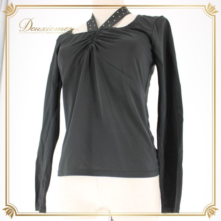 CHACOTT 社交ダンス レッスンウェア M ブラック 社交ダンス 衣装 スタンダード トップス レッスンウェア 練習着 黒