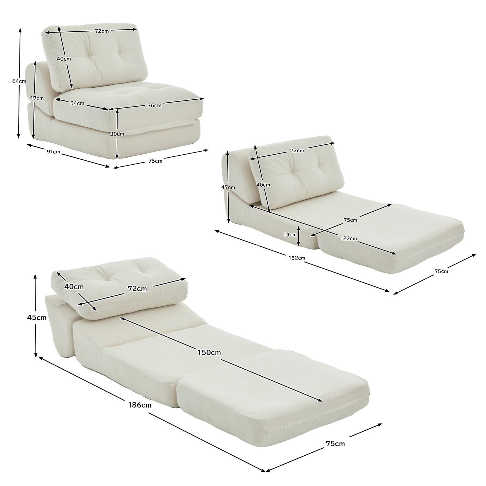 タイムセール！折りたたみソファベッド 1人掛け シェニール生地採用 幅