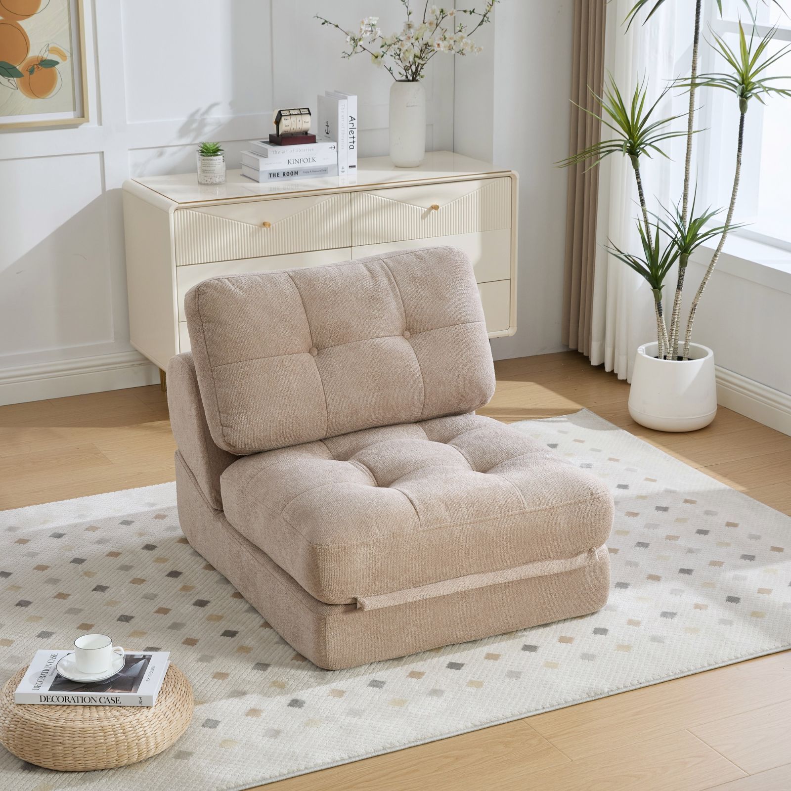 タイムセール！折りたたみソファベッド 1人掛け シェニール生地採用 幅
