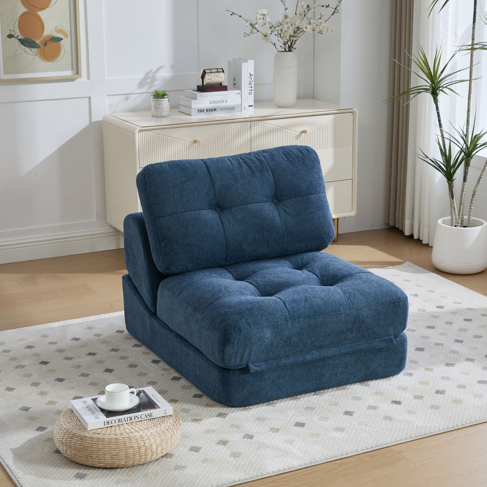 タイムセール！折りたたみソファベッド 1人掛け シェニール生地採用 幅