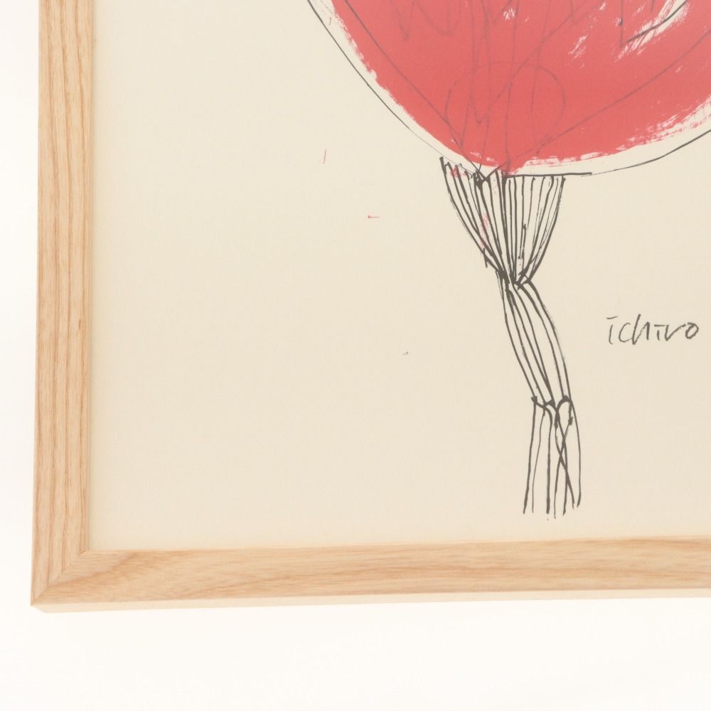 □ IDEE 山口一郎 アートポスター ジ3 30角 HANA aka 32x32cm 花 抽象