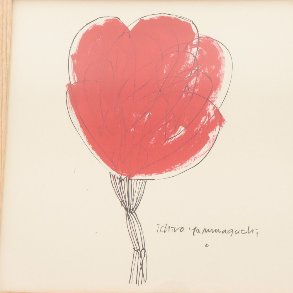 □ IDEE 山口一郎 アートポスター ジ3 30角 HANA aka 32x32cm 花 抽象