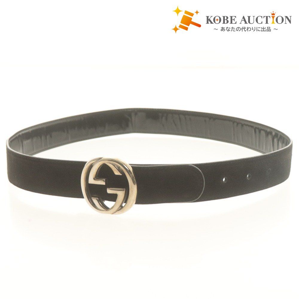 GUCCI グッチ ベルト 70 28 036 1192 2964 GG金具 3穴 ロゴ イタリア製 服飾小物 全長 90 cm レディース ブラック 黒