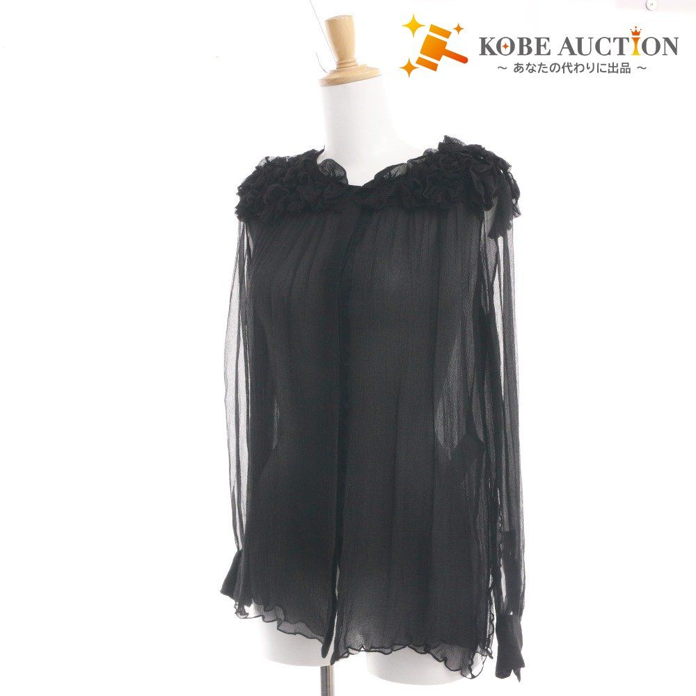 クロエ ブラウス 長袖 トップス フランス製 フリル シルク レディース 36 S相当 ブラック