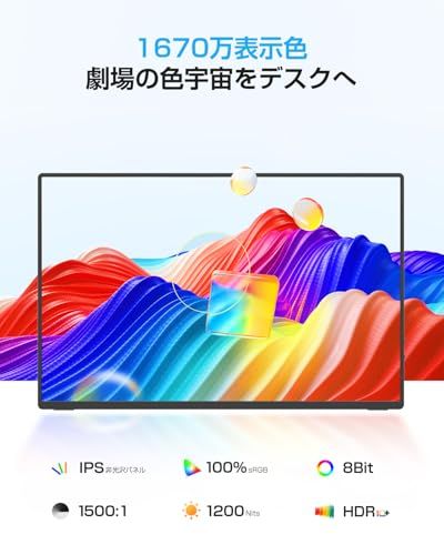 EVICIV 4 K モバイルモニター 16インチ 1200 Nit 高輝度 ポータブルモニター UHD 3840 2400 16 10黄金比 sRGB 1500 1コントラスト モバイルディスプレイ 保護カバー付き HDR VESA対応 壁掛け mm