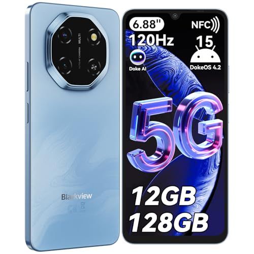 Blackview Shark 6 SIMフリー スマホ 5 G対応 Android 15 Doke AI搭載 ChatGPT 88インチ 120 Hzディスプレイ 12 GB 128 2 TB拡張 5000 mAh 18 W急速充電 SIMフリーmm