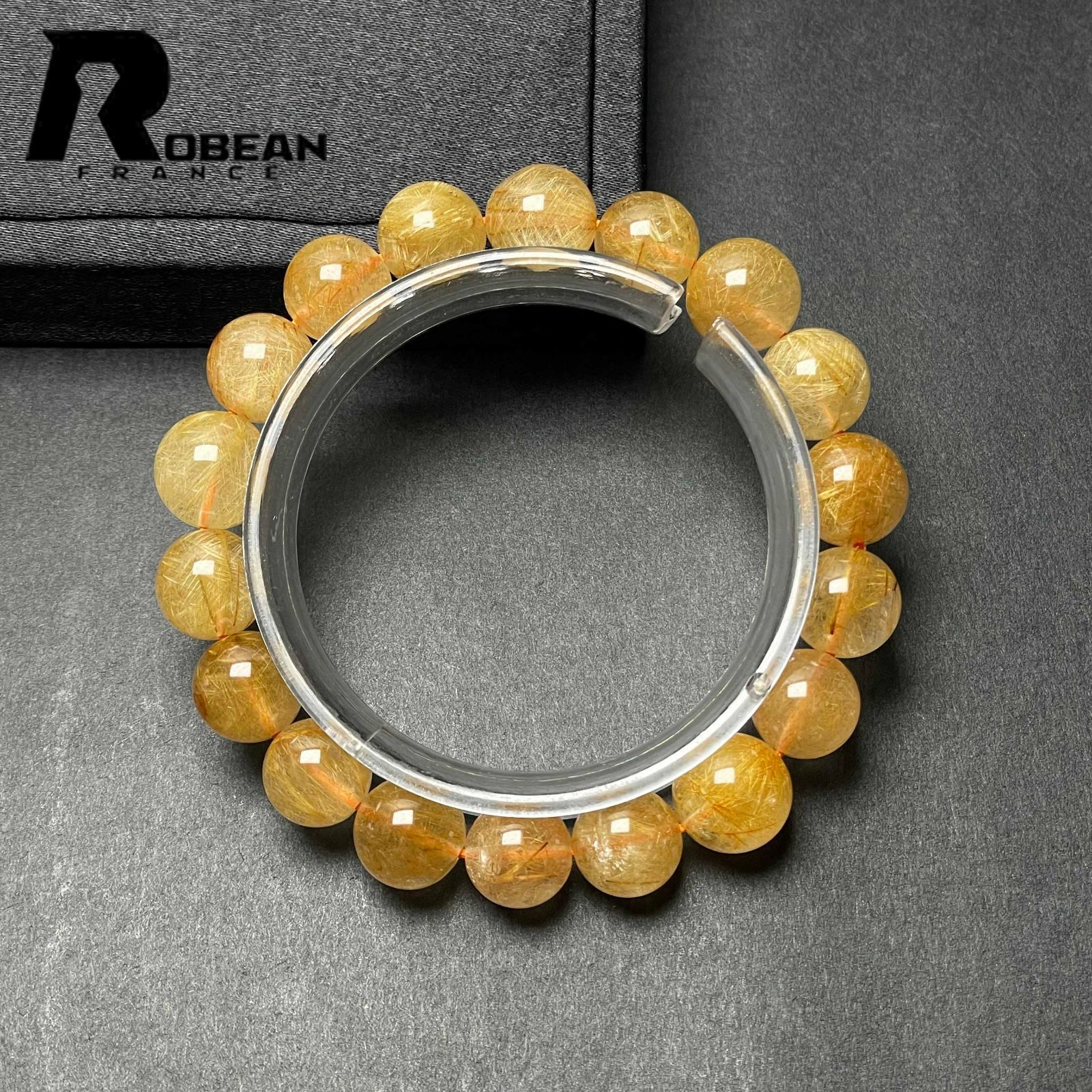 一点 EU製 ROBEAN ビーナスルチルクォーツ ブレス パワーストーン 天然石 金運 お守り プレゼント 11 3 12 8 mm