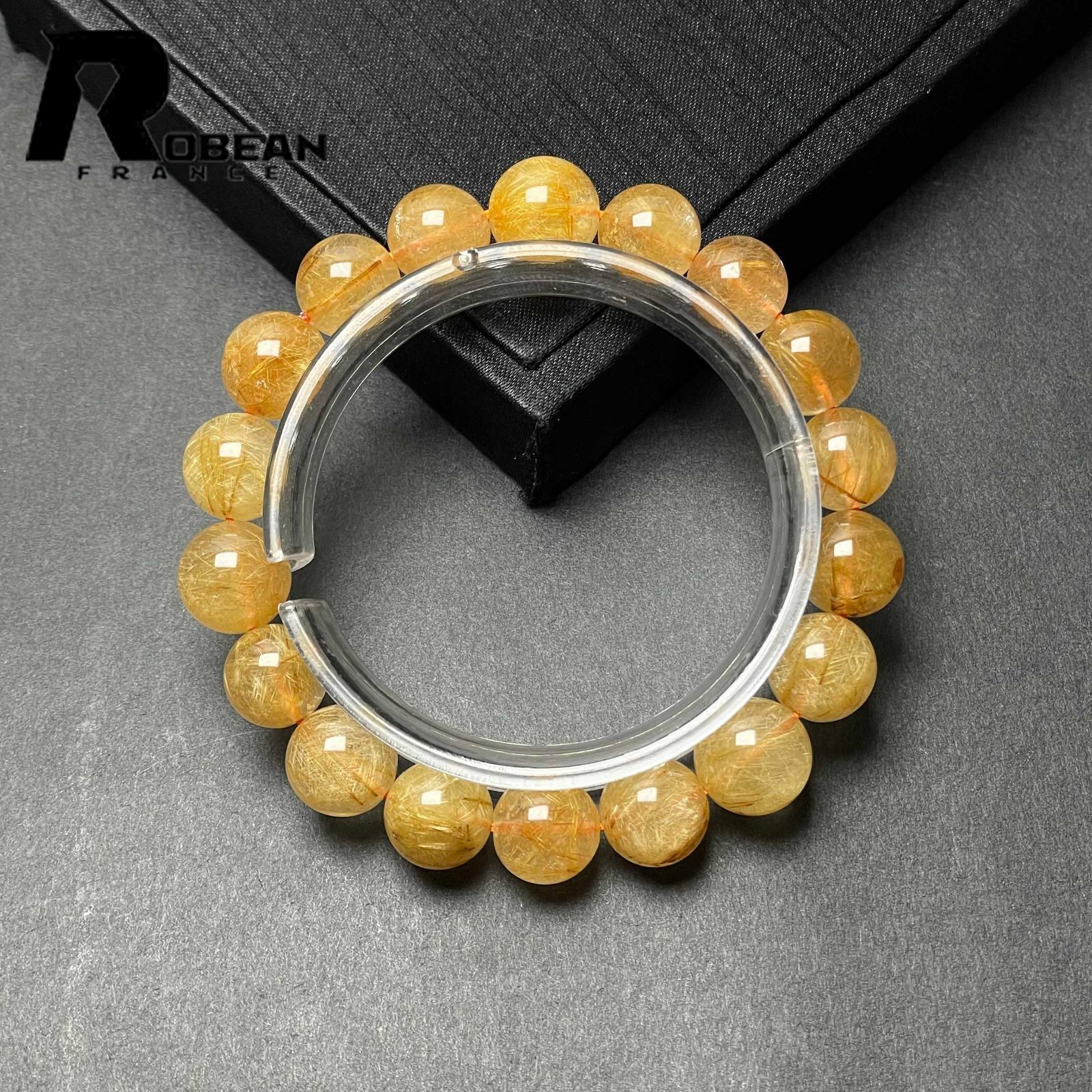  一点 EU製 ROBEAN ビーナスルチルクォーツ ブレス パワーストーン 天然石 金運 お守り プレゼント 11 3 12 8 mm ブレスレット アクセサリー