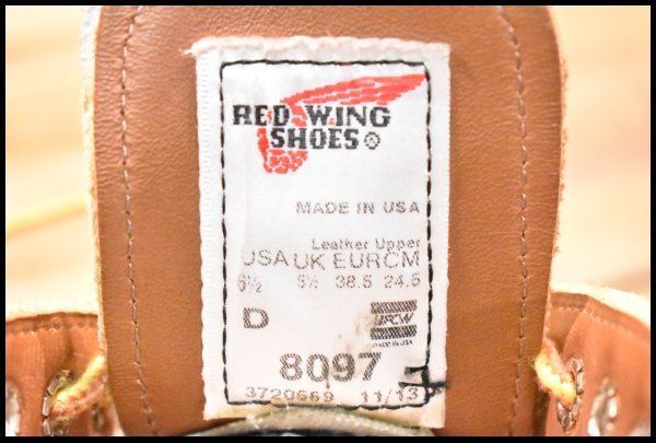  6.5 D 13年 レッドウィング 8097 スエード オックスフォード ラフアウト モック 短靴 ローカット ブーツ 8105 redwing FL 379 ワークブーツ ブーツ 革靴
