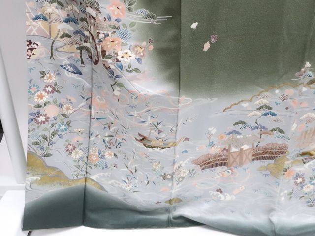 京松 訪問着 金彩 小舟に宝尽くし 正絹 着物 身丈約169 cm 裄丈約67 kyo 7 z 12 1552