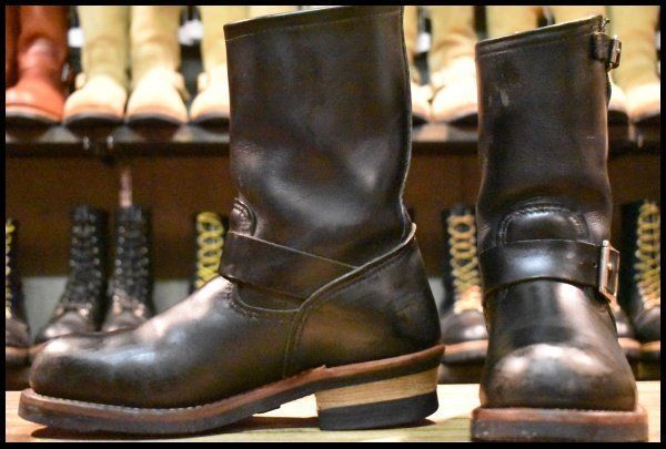 7 D 12年 レッドウィング 2268 エンジニア 黒 ブラッククローム プルオン ブーツ スチールトゥ redwing FL 383