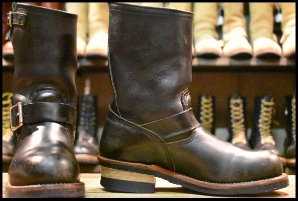 7 D 12年 レッドウィング 2268 エンジニア 黒 ブラッククローム プルオン ブーツ スチールトゥ redwing FL 383