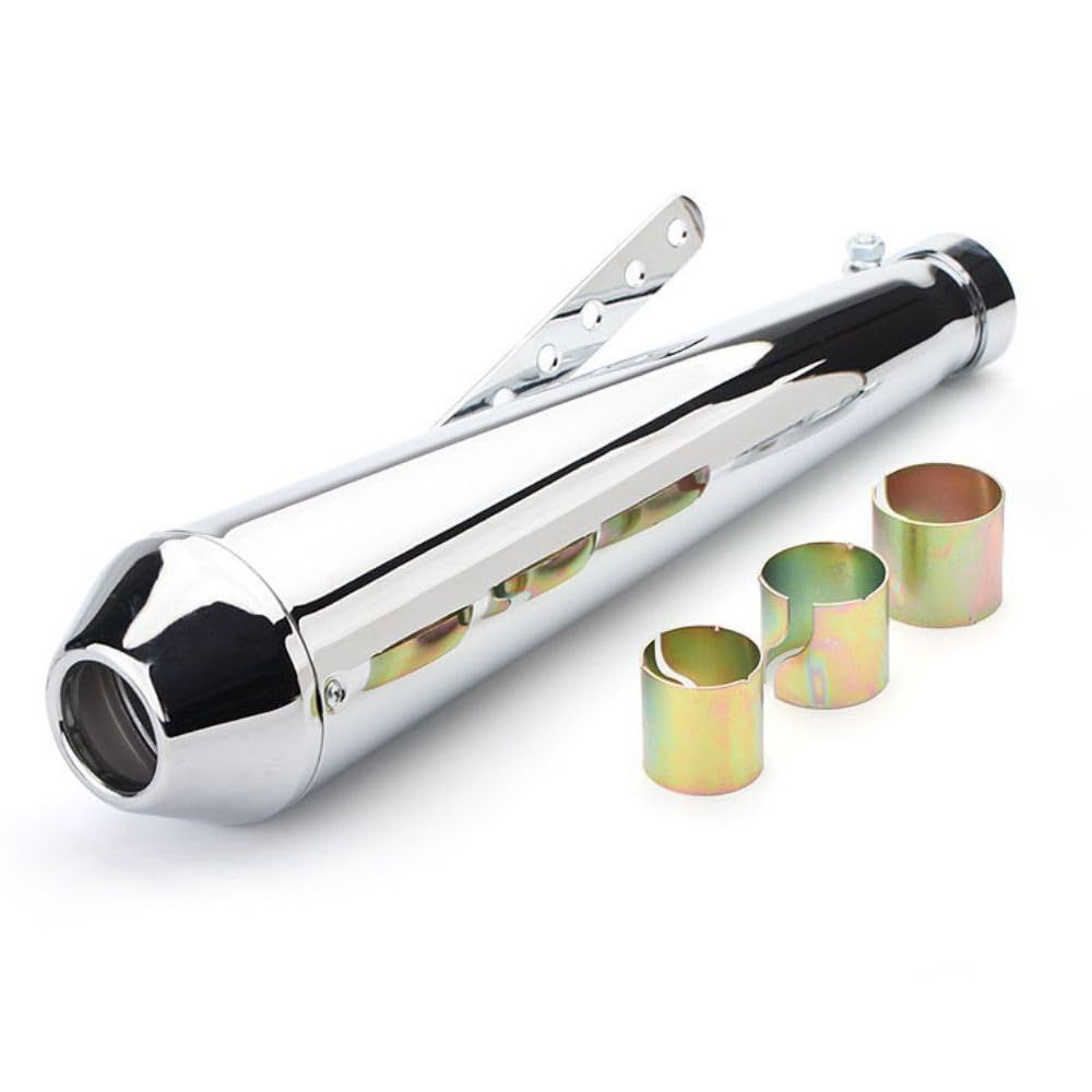 one+lifestyle バイク用スリップオンマフラー 汎用38-45mm サイレンサー 4サイズ対応 (シルバー)