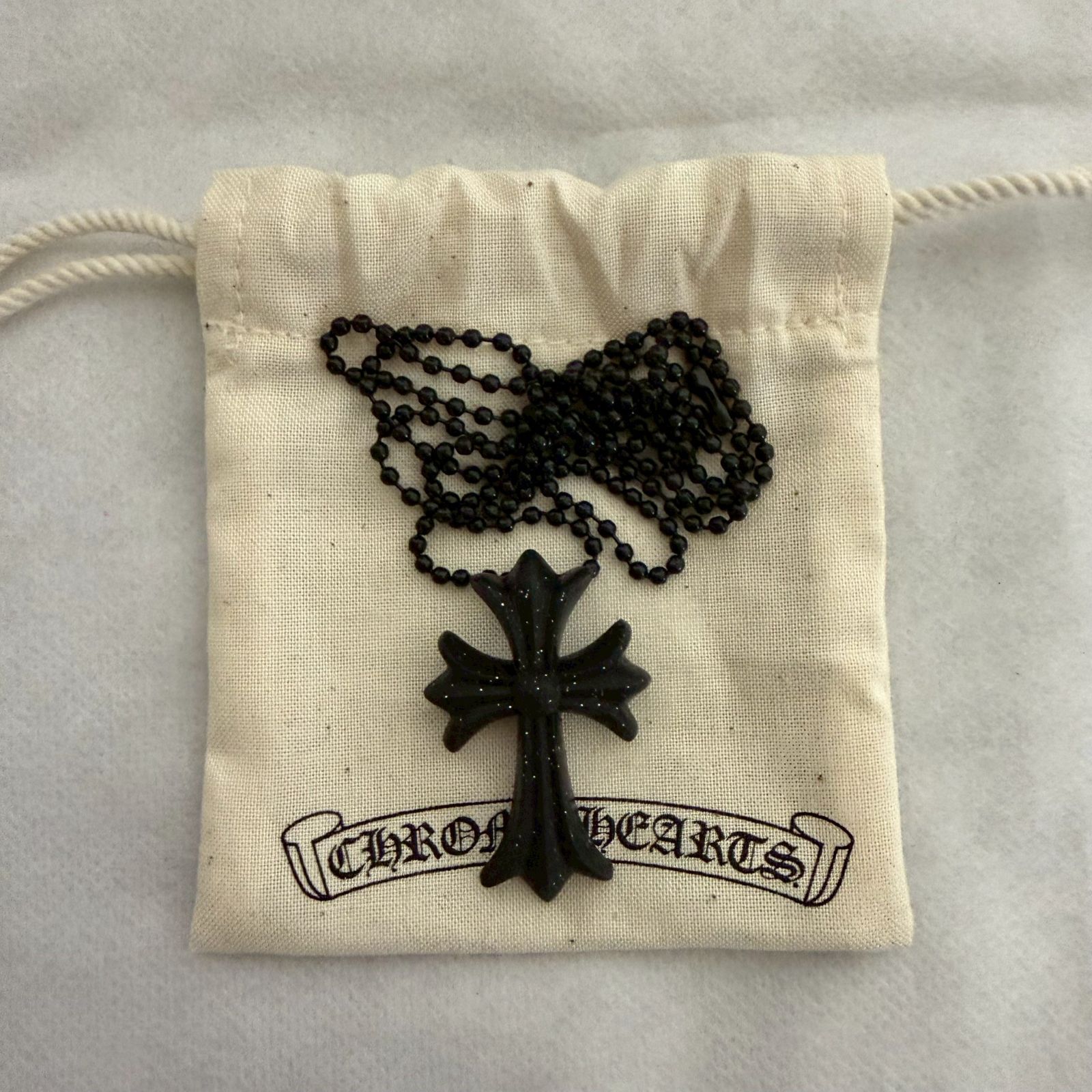 CHROME HEARTS クロムハーツ シリコン ラバー グリッター ネックレス 黒 ブラック クロス チャーム アクセサリー 小物 メンズ レディース ♥