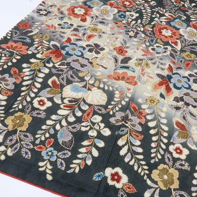 六花 RIKKA 正絹 光と影に花咲くレトロ 訪問着 着物 A 4316