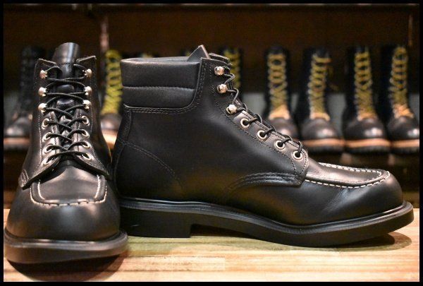 9.5 E 23年 レッドウィング 8133 スーパーソール 黒 ブラッククローム モックトゥ 編み上げ ブーツ redwing FL 388