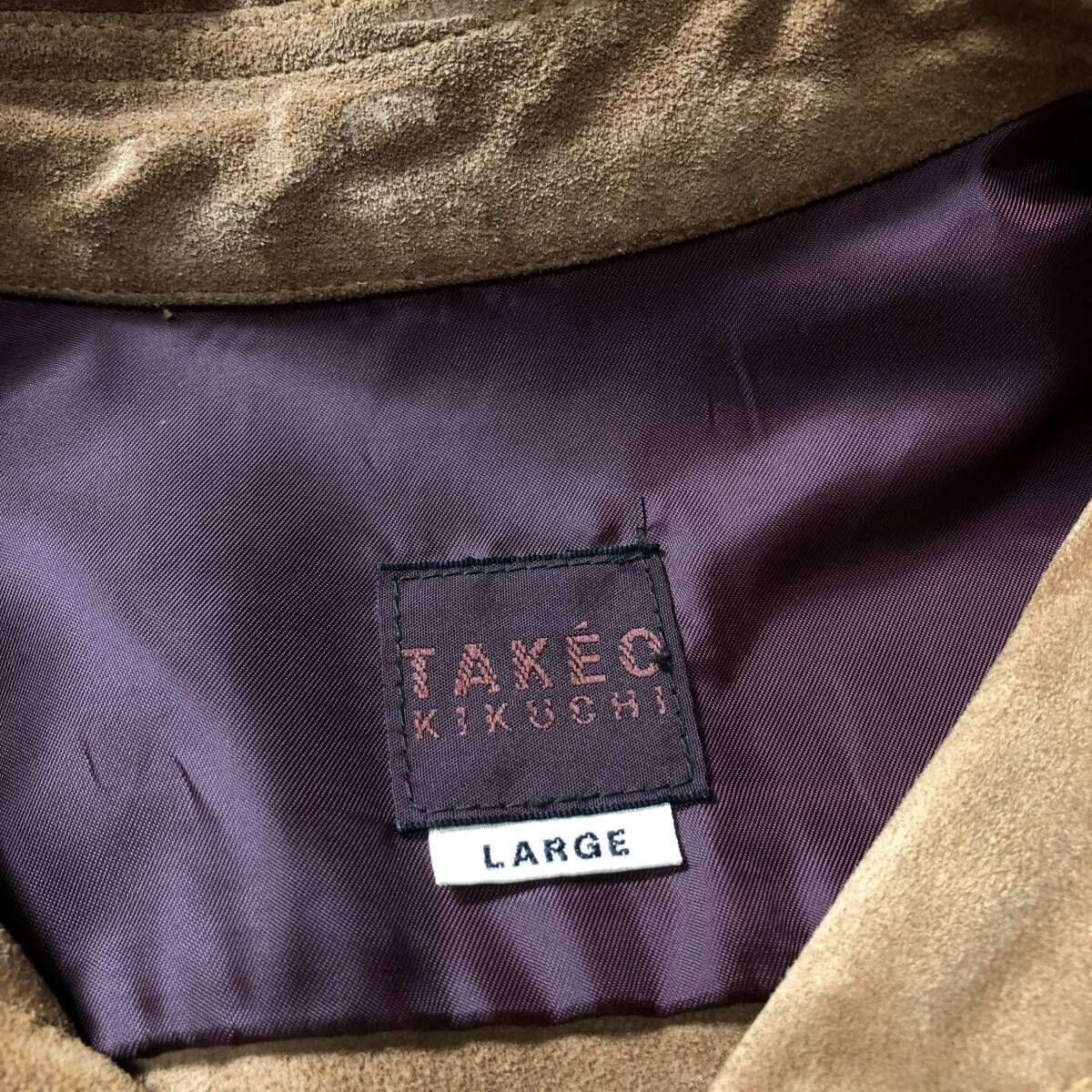 GQ4463◇TAKEO KIKUCHI : スエードレザーシャツ◇L◇ブラウン系 