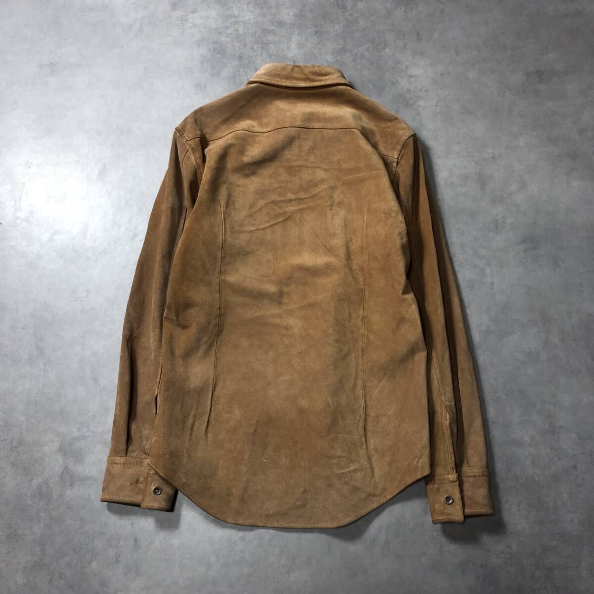 GQ4463◇TAKEO KIKUCHI : スエードレザーシャツ◇L◇ブラウン系 