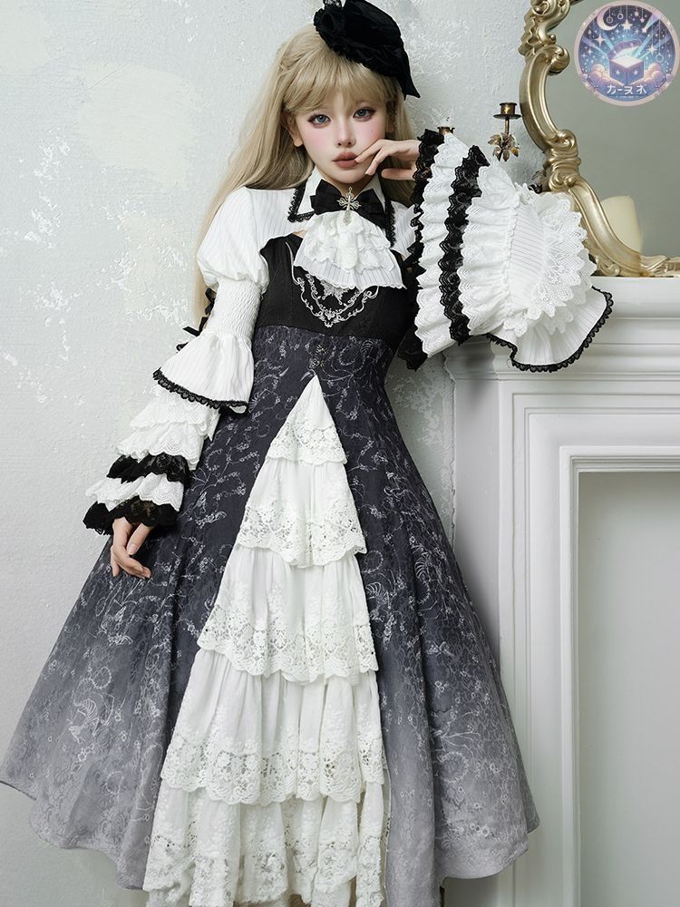 ♥ ゴシック風ロリータ コスプレ衣装 ゴスロリ lolitaドレスセット ブラウス スリップ 感 舞台衣装 イベント向け 普段着