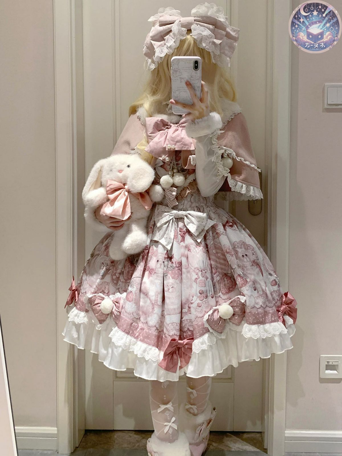 ♥ ロリータワンピース lolitaドレス クローク ワンピース プリンセス風 少女風 レース＆リボン装飾 コスプレ普段着