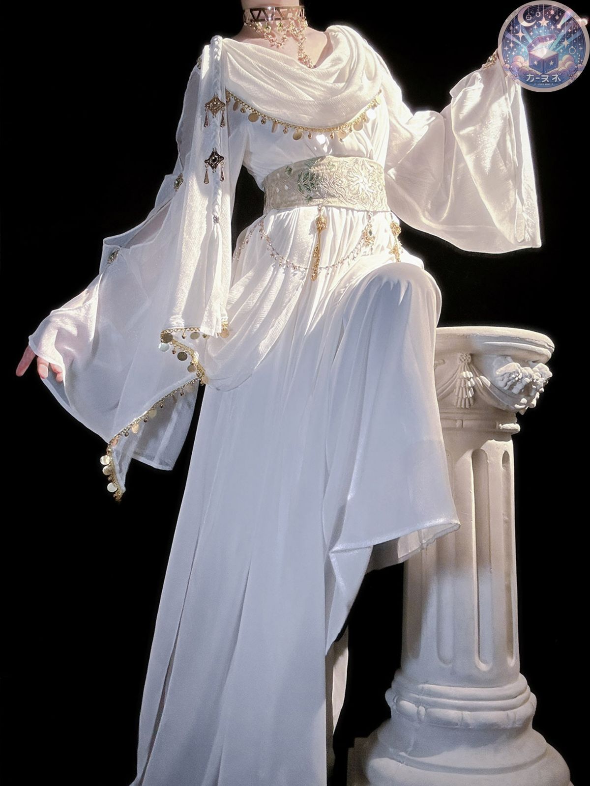 ♥ ロリータギリシャ風 lolitaドレス ワンピース コスプレ ロングスリーブ クラシカルデザイン 感 舞台衣装 イベント向け 普段着ホワイト