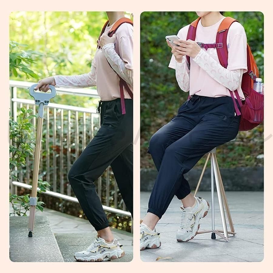 ステッキチェア 折りたたみ杖 超軽量 登山杖 アルミ製 脚杖椅子