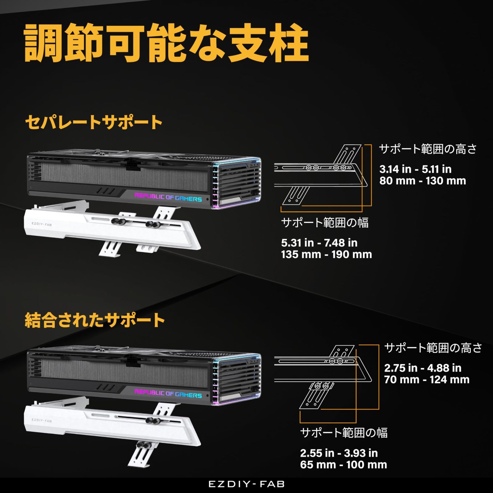 EZDIY-FAB 汎用ビデオカードホルダー GPUブレースサポート グラボ 支え