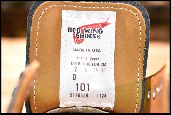  7 D ♥ 24年 レッドウィング 101 ポストマン シューズ 黒 ブラック シャパラル 短靴 レースアップ ブーツ redwing FL 391 ワークブーツ ブーツ 革靴