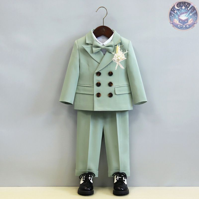 ♥ フォーマルスーツ 男の子 5点セット ジャケット パンツ シャツ ボウタイ コサージュ 子供服 キッズ 入園式 入学式 卒業式 演出 冠婚葬祭