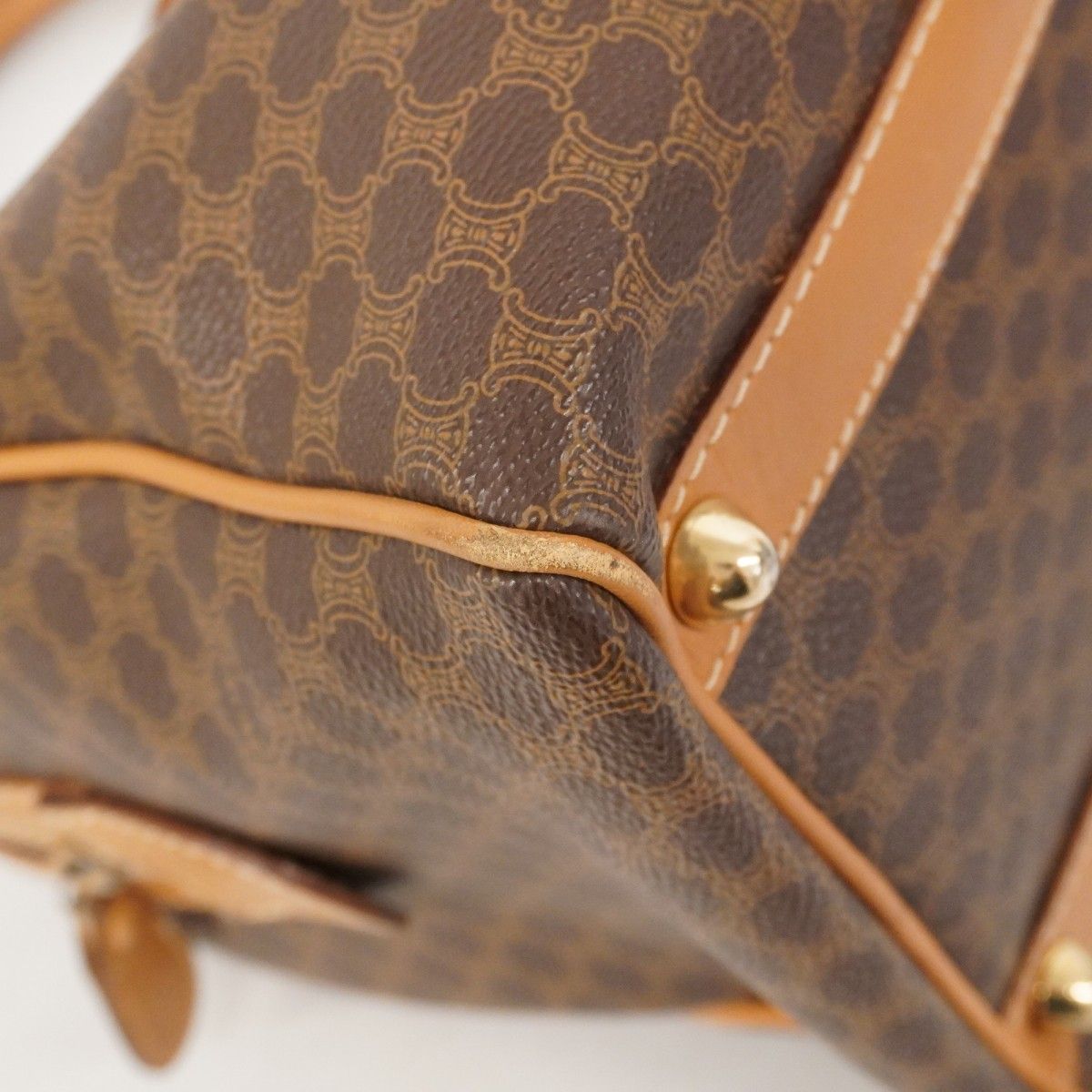 5pd6622】セリーヌ ハンドバッグ マカダム PVC ブラウン ゴールド金具