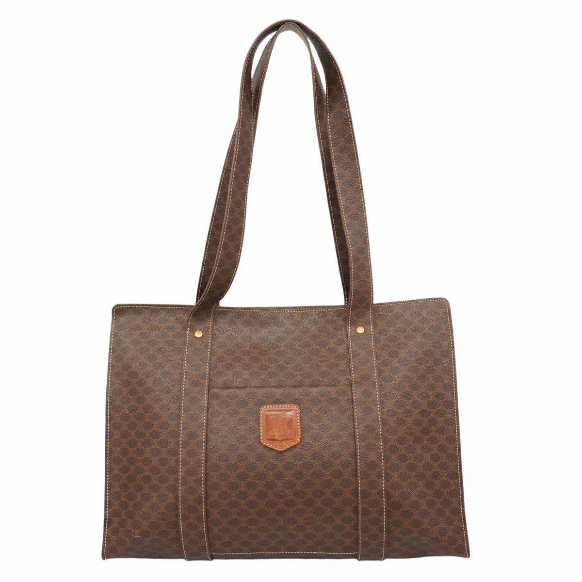 5pd6623】セリーヌ トートバッグ マカダム PVC ブラウン ゴールド金具