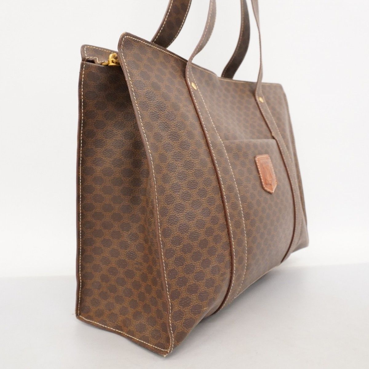 5pd6623】セリーヌ トートバッグ マカダム PVC ブラウン ゴールド金具