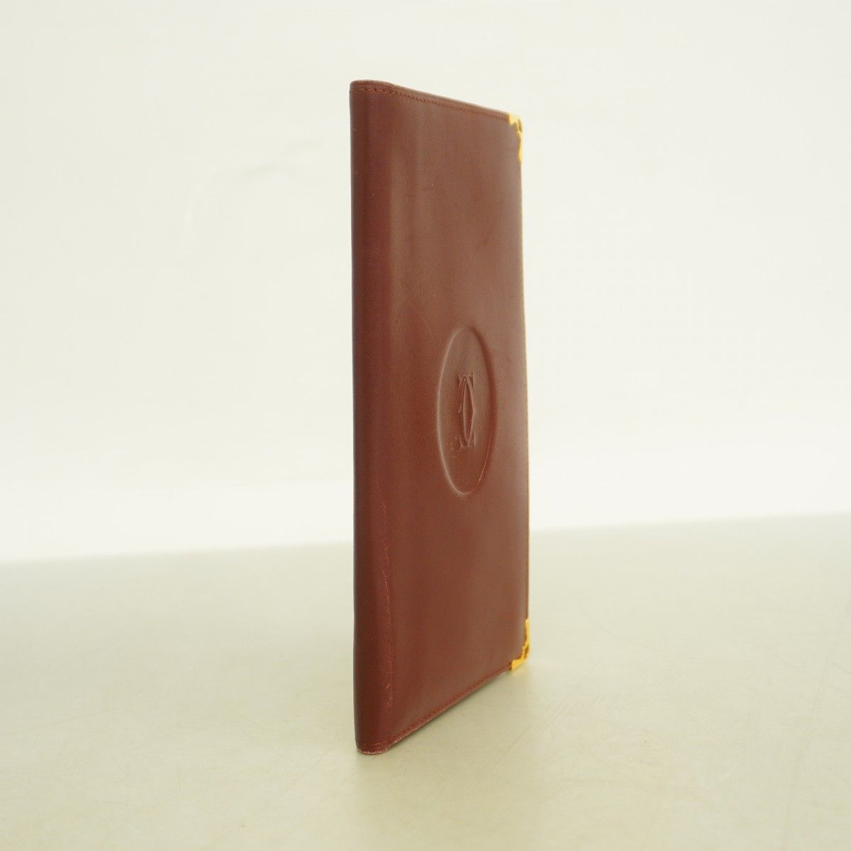 5pd6653】カルティエ 長札入れ マスト レザー ボルドー ゴールド金具
