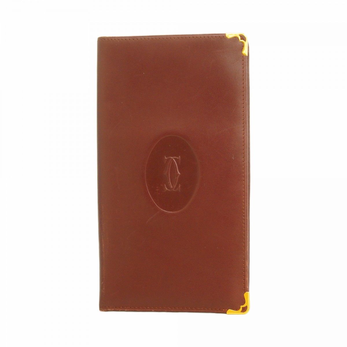 5pd6653】カルティエ 長札入れ マスト レザー ボルドー ゴールド金具