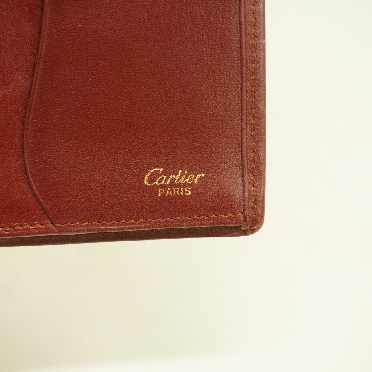 5pd6653】カルティエ 長札入れ マスト レザー ボルドー ゴールド金具