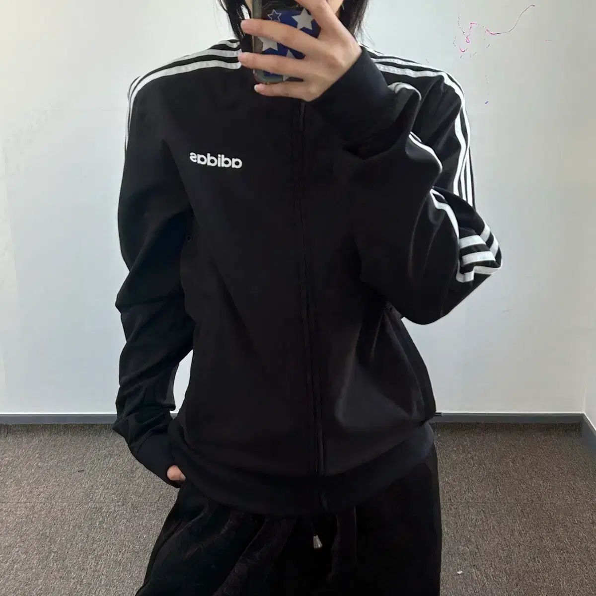 adidas アディダス ブラック トラックジャージ ウィンドブレーカー ジャージ