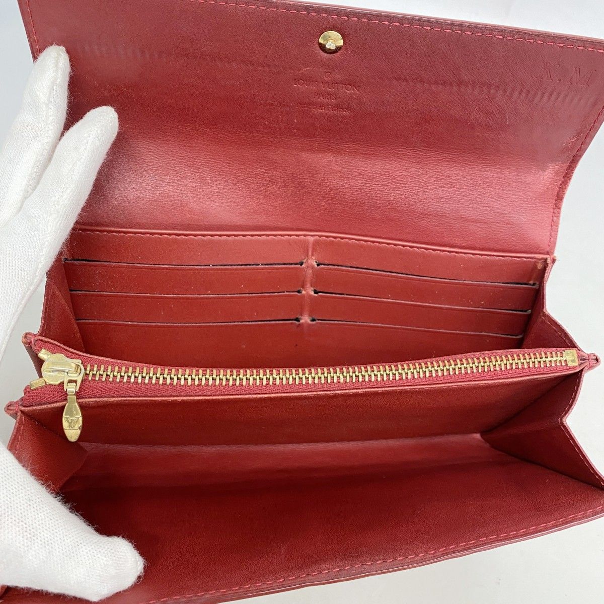 ルイ・ヴィトン ヴェルニ ポルトフォイユ・サラ ポムダムール 長財布 赤 レッド ルイヴィトン モノグラム ヴェルニ ポルトフォイユサラ 長財布 赤