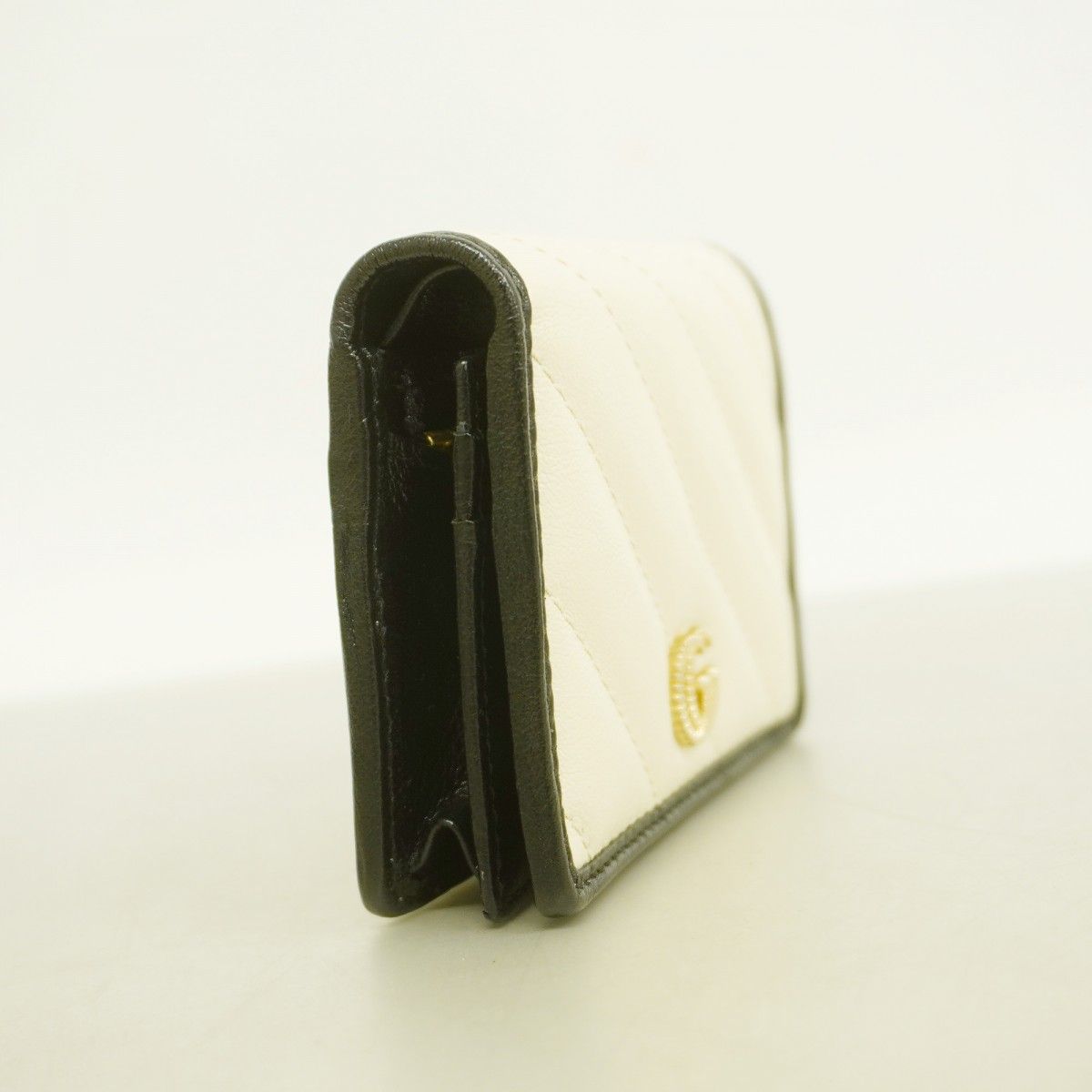 5 pd 6702 k グッチ 財布 GGマーモント 573811 レザー ホワイト ブラック ゴールド金具 レディース