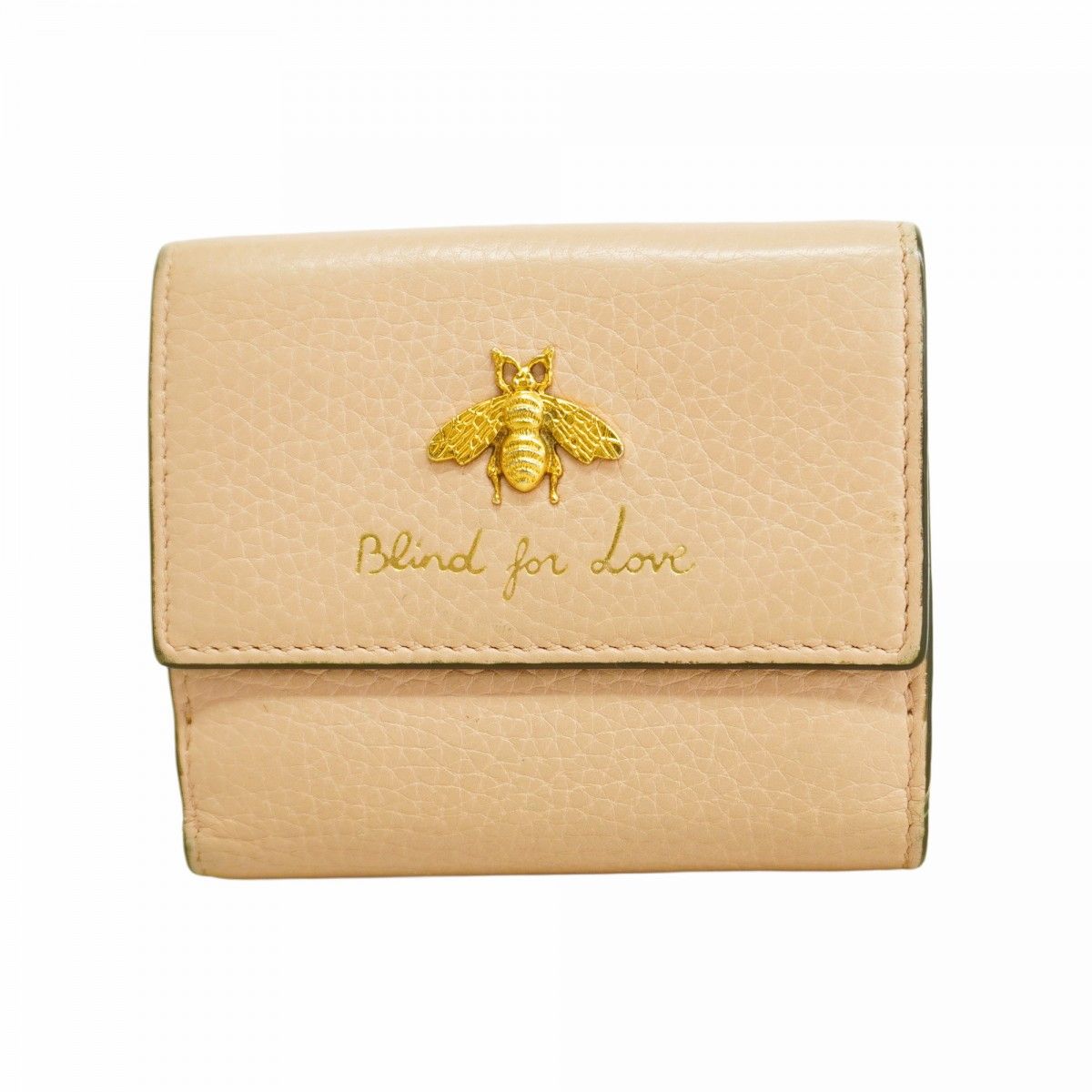 5 pe 6755 k グッチ 三つ折り財布 アニマリエ 523190 レザー ピンク ゴールド金具 レディース