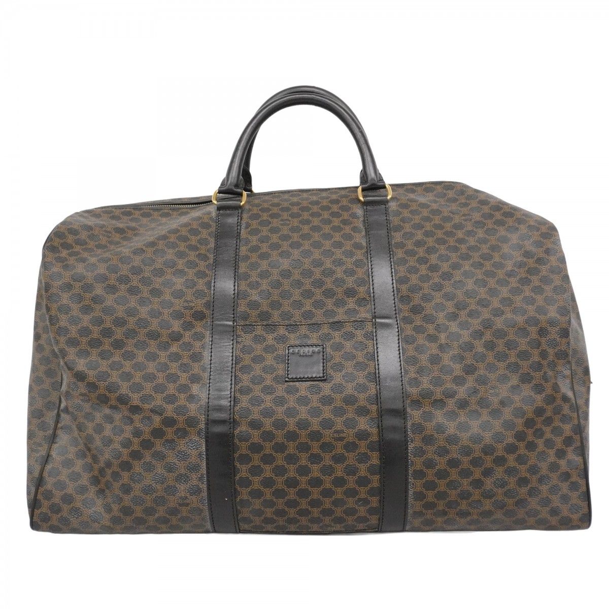 5 pe 6818 セリーヌ ボストンバッグ マカダム PVC ブラック ゴールド金具 レディース