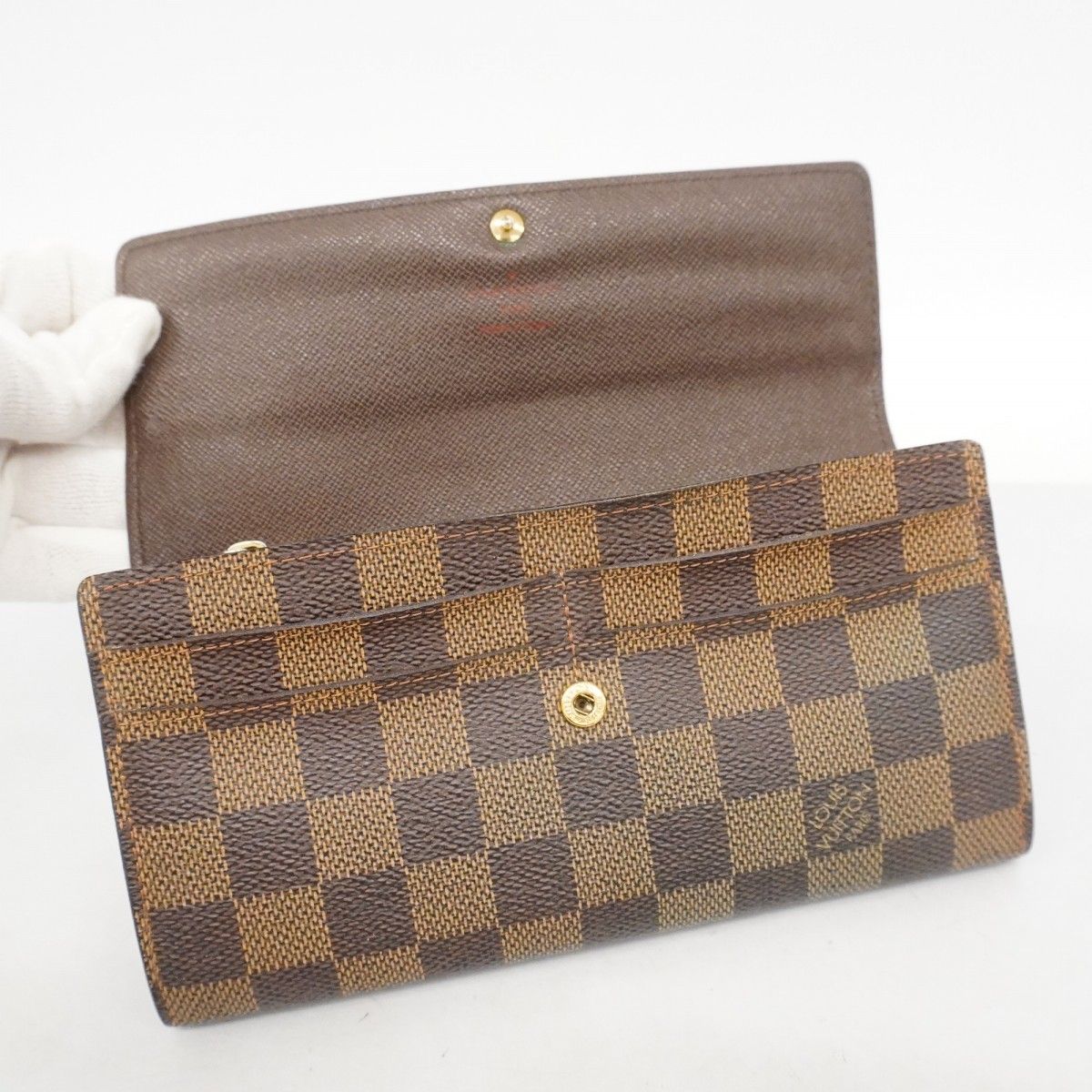 5pe6834】ルイヴィトン 長財布 ダミエ ポルトフォイユサラ N61734