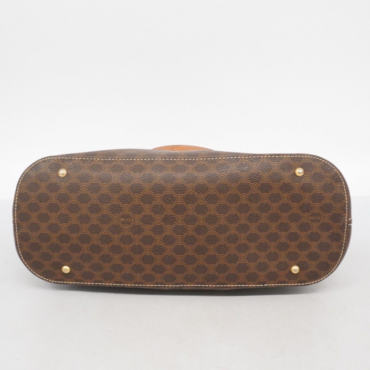 5pe6838】セリーヌ ハンドバッグ マカダム PVC ブラウン ゴールド金具