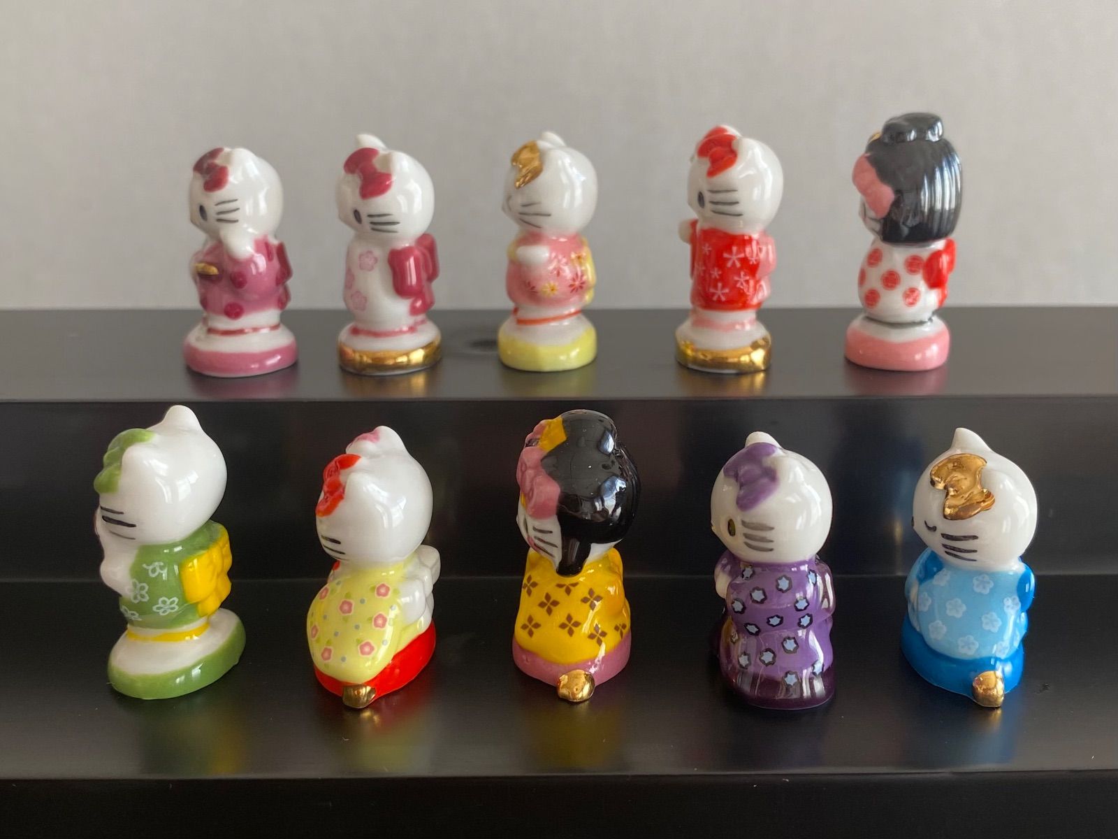 和装キティのフェーブ10点セット／着物／フランス雑貨／陶器ミニチュア