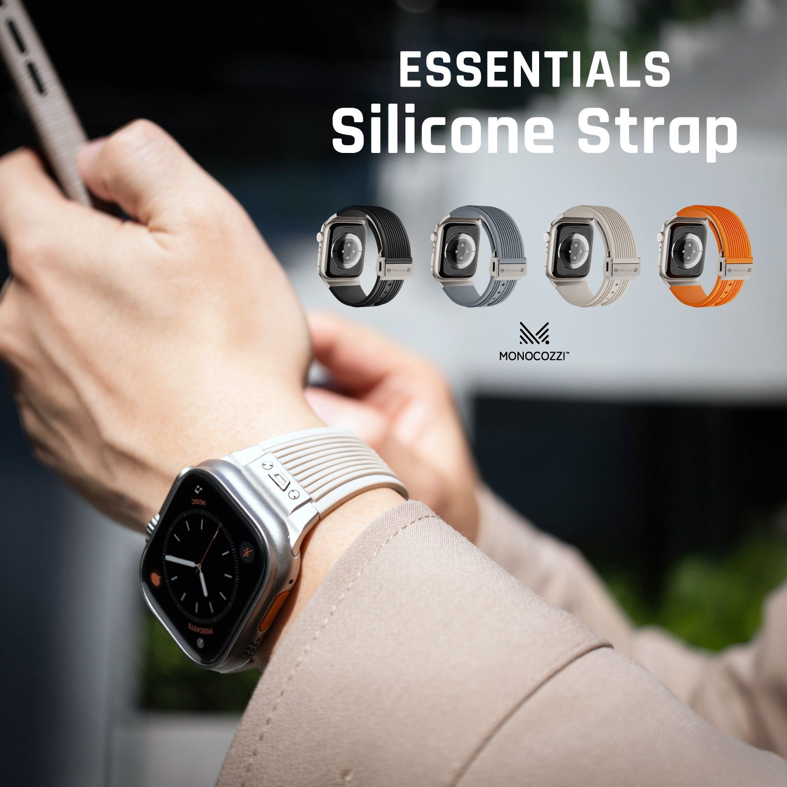 Apple Watch バンド シリコン スポーツバンド AppleWatch 10 9 8 7 Ultra2 Ultra SE SE2 他 アップルウォッチ 対応 MONOCOZZI ESSENTIALS Silicone Strap