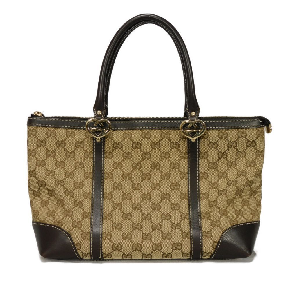GUCCI グッチ ラブリー ハート トート ダブルG ブラウン GGキャンバス
