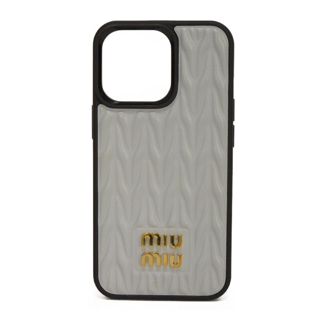 MIUMIU ミュウミュウ マテラッセ iPhone 13 Pro ケース ナッパ パステルブルー ロゴ メタル フィオルダリーゾ スマホケース 5ZH149 2FPP F0591