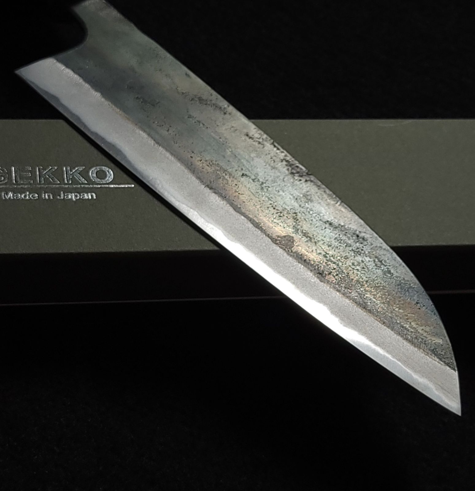 白紙1号 黒打 三徳包丁 180㎜ G1324 焼栗柄 月光作 - メルカリ